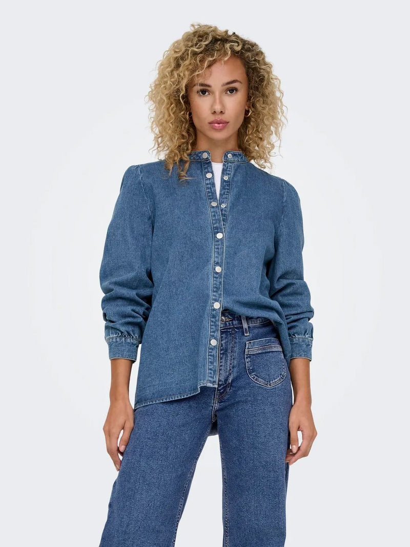 Only Belle LS Denim Skjorte Medium Blue Denim