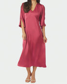 Remara Heavy Sateen Kjole Cherry Pink fra Neo Noir, mørk lyserød kjole