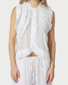 Celia Ruffle Top White fra Neo Noir, hvid flæsetop