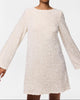 Pieces Kammy LS Deep Back Bow Kjole Cloud Dancer/White Sequins