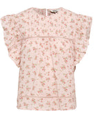 Only Asha SL Frill O-Neck Top Rose Quartz/Summer Garden Flower, sød sommertop