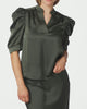 Neo Noir Roella Heavy Sateen Bluse Deep Green NOA26