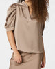 Neo Noir Roella Heavy Sateen Bluse Dark Taupe NOS26