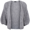 Black Colour Casey Puff Sleeve Cardigan Light Grey