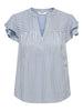 Only Bari SL Frill V-Neck Top Soft Chambray/Morel