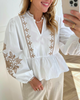 Neo Noir Ginia Emb Bluse Off White