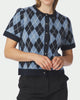 Neo Noir Allestar Check Knit Cardigan Navy
