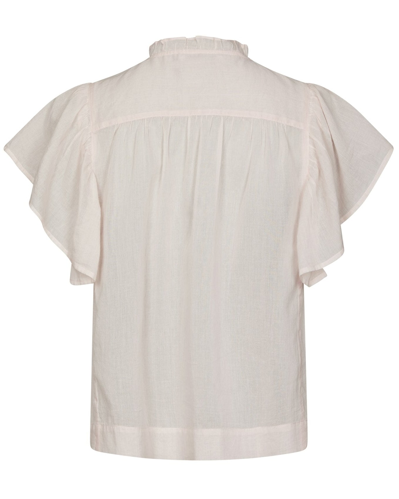 Vinsa Voile Top Light Pink fra Neo Noir, fin flæsedetaljeret bluse