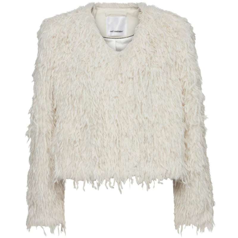 Co'Couture Feather Faux Fur Jakke Off White