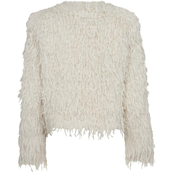 Co'Couture Feather Faux Fur Jakke Off White