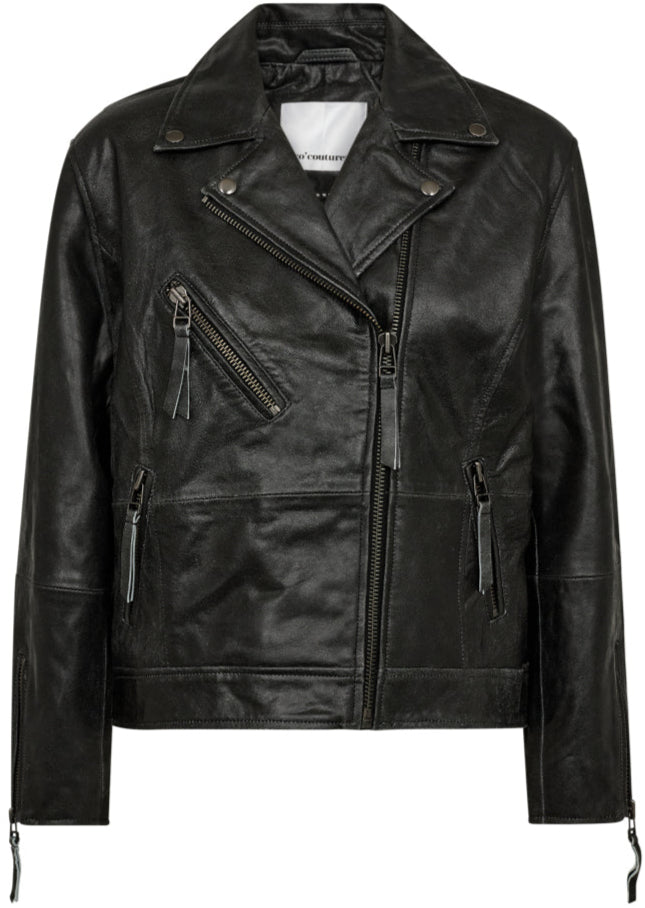 Co'Couture Floyd Crop Leather Jakke Black