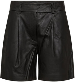 Co'Couture Phoebe Leather Pleat Shorts Black