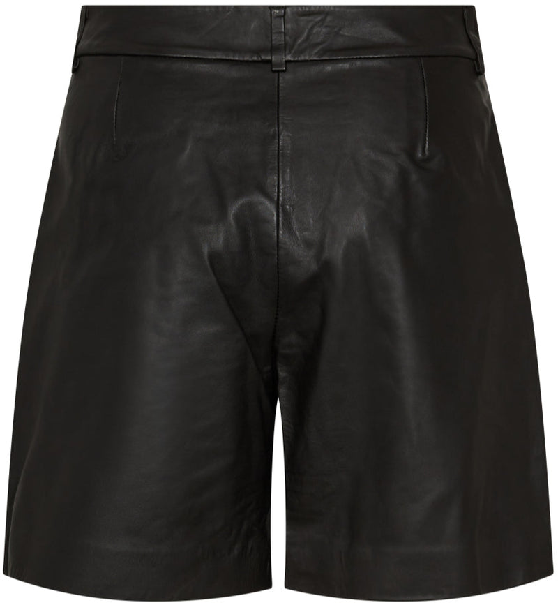 Co'Couture Phoebe Leather Pleat Shorts Black