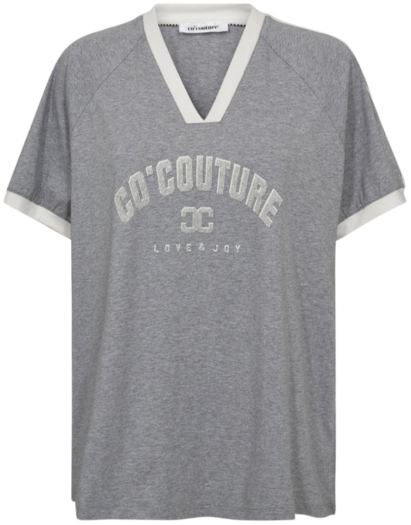 Co'Couture Siara Oversize Sporty V T-shirt Grey Melange/Off White