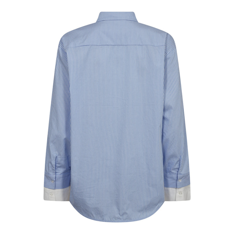 Co'Couture Double Cuff Stripe Skjorte Pale Blue