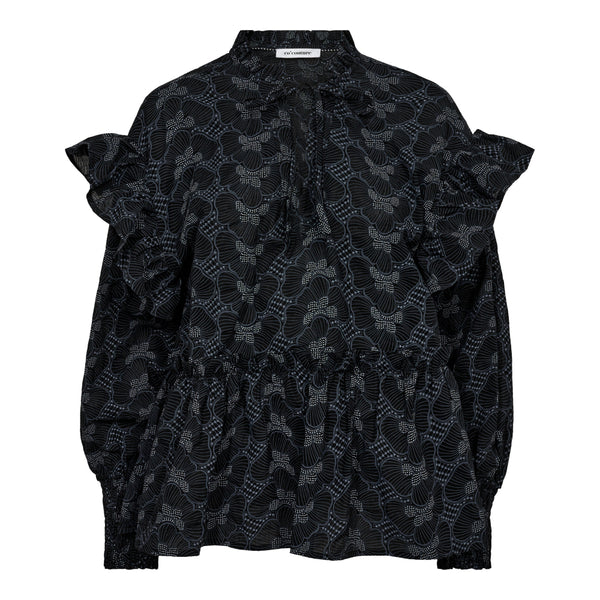 Co'Couture Alana V-Frill Bluse Black