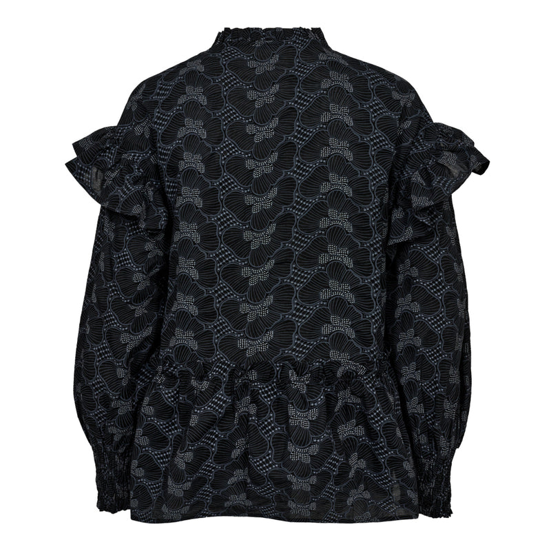 Co'Couture Alana V-Frill Bluse Black