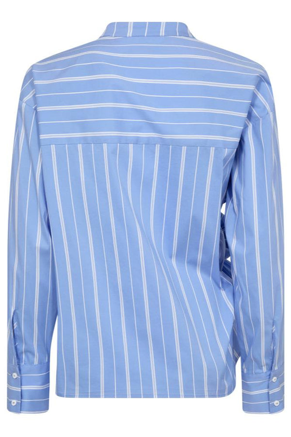 Co'Couture Shira Stripe Bow V-Bluse Pale Blue