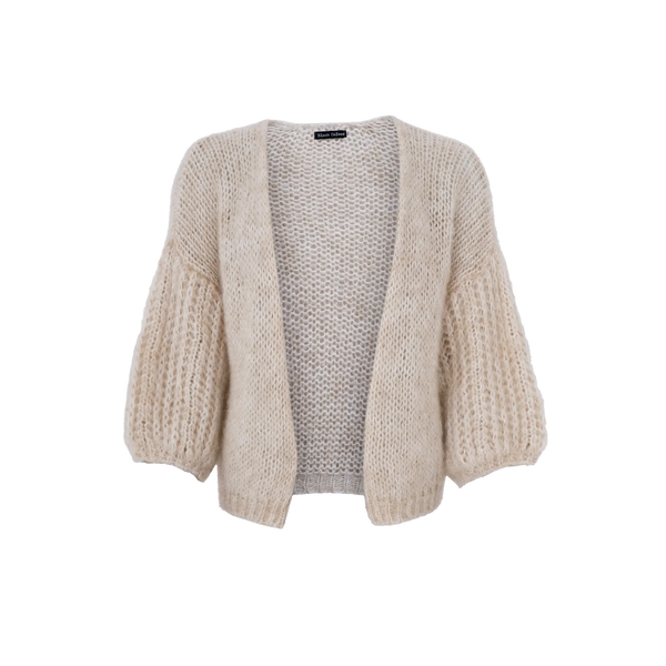 Black Colour Casey Puff Sleeve Cardigan Natural