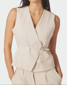 Samara Ramie Vest Natural fra Neo Noir, beige wrap vest