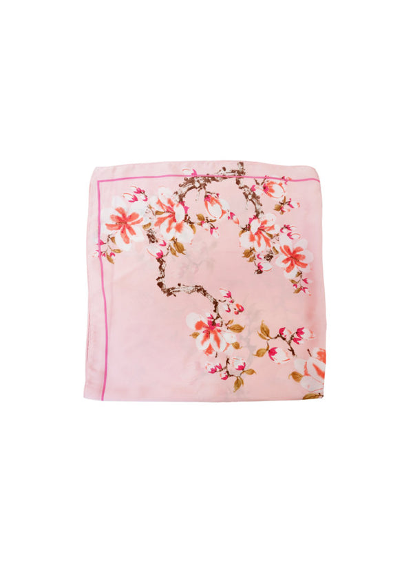 Black Colour Cherry Blossom Mini Scarf Lt. Pink