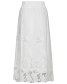 Yara Long Emb Nederdel White fra Neo Noir hvid broderet nederdel