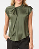 Neo Noir Fleur Drapy Satin Bluse Army