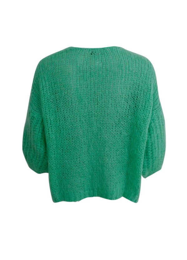 Black Colour Casey Puff Sleeve Cardigan Apple Green