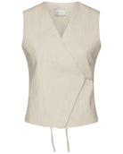 Samara Ramie Vest Natural fra Neo Noir, beige wrap vest
