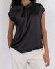 Neo Noir Fleur Drapy Satin Bluse Black