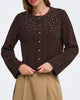 Only Miggie LS O-Neck Pearl Cardigan Coffee Bean