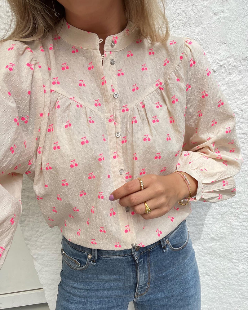 Co'Couture Cherry Skjorte Neon Pink