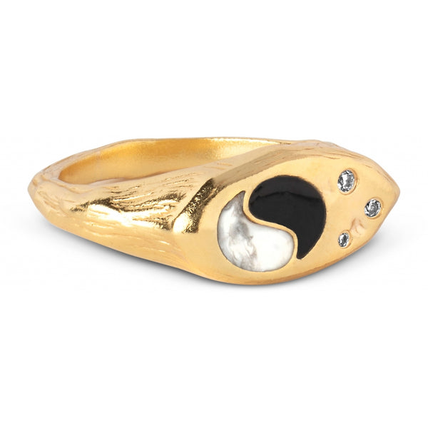 Enamel Yin Yang Ring Guld