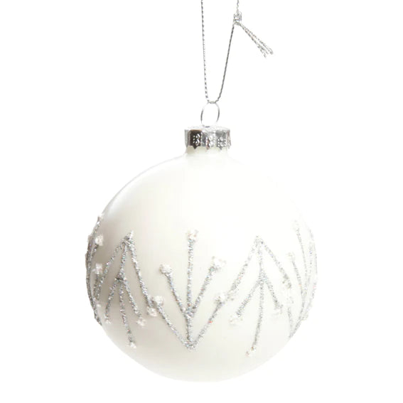 Det Gamle Apotek Ball With Glitter Ornament White