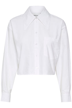 Gestuz Bernadette Cropped Skjorte Bright White