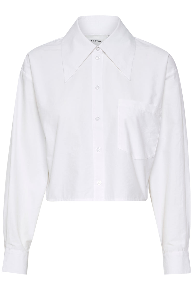 Gestuz Bernadette Cropped Skjorte Bright White