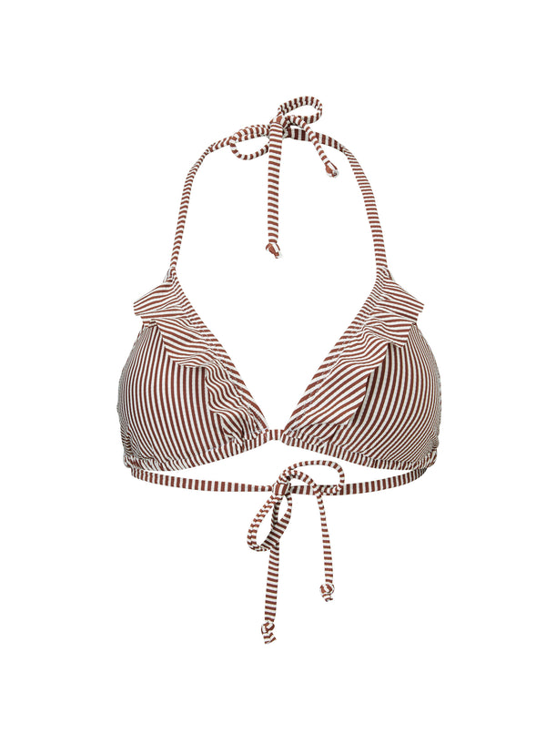 Becksöndergaard Striba Bel Frill Bikinitop Sorrel Brown