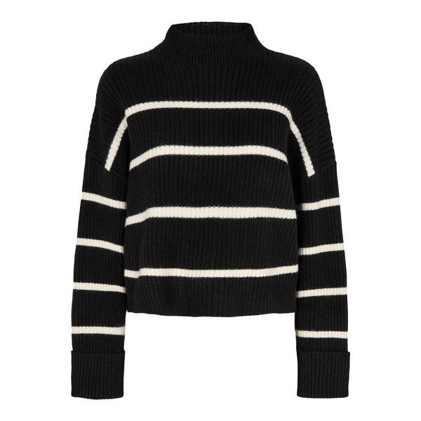 Co'Couture Row Stripe Box Crop Strik Black