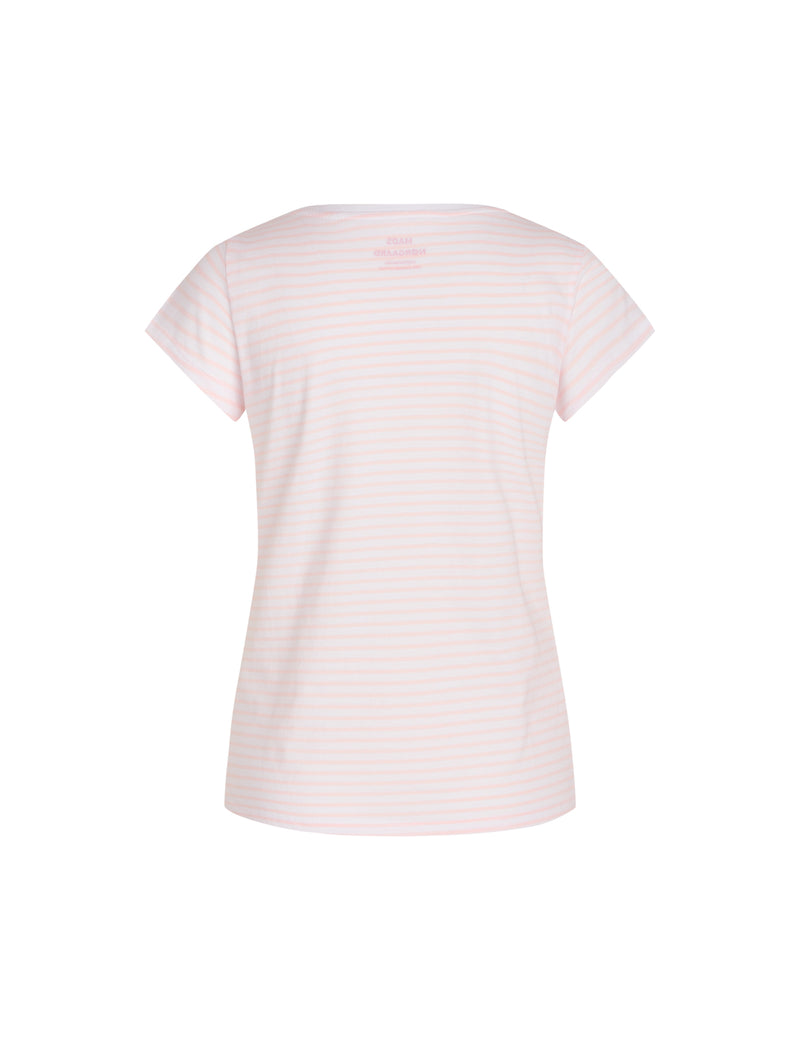 Mads Nørgaard Organic Jersey Stripe T-shirt Blushing Bride/Brilliant White