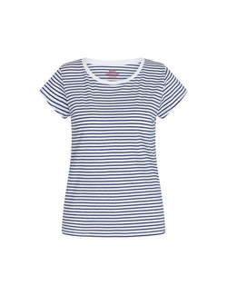 Mads Nørgaard Organic Jersey Stripe T-shirt Estate Blue/Brilliant White