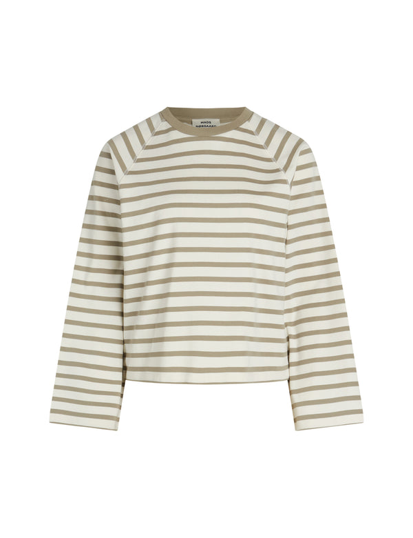 Mads Nørgaard Heavy Single Stripe Themar Bluse Laurel Oak / Snow White