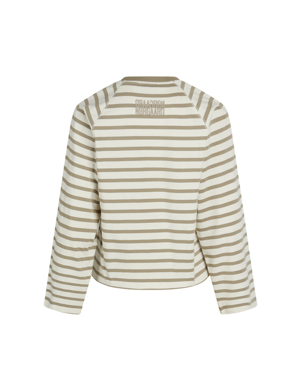 Mads Nørgaard Heavy Single Stripe Themar Bluse Laurel Oak / Snow White