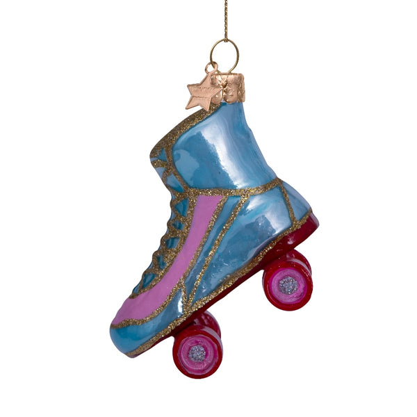 Vondels Glas Ornament Blue Pink Opal Rollerskate