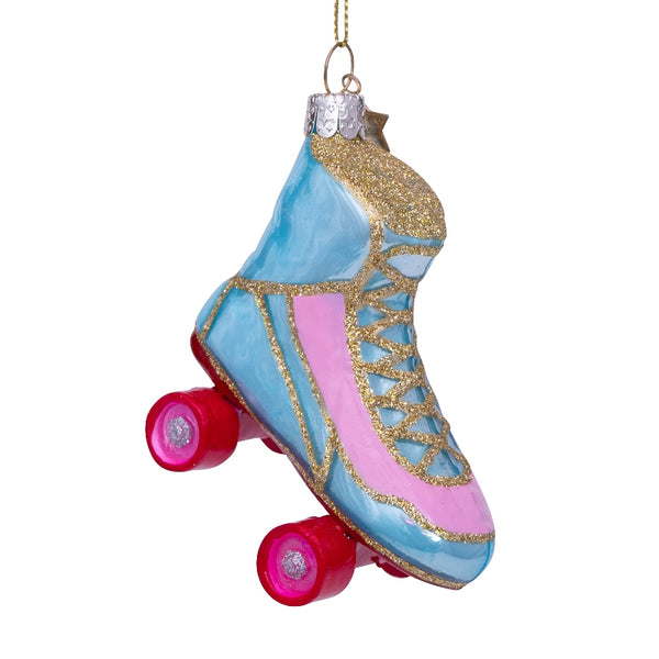Vondels Glas Ornament Blue Pink Opal Rollerskate