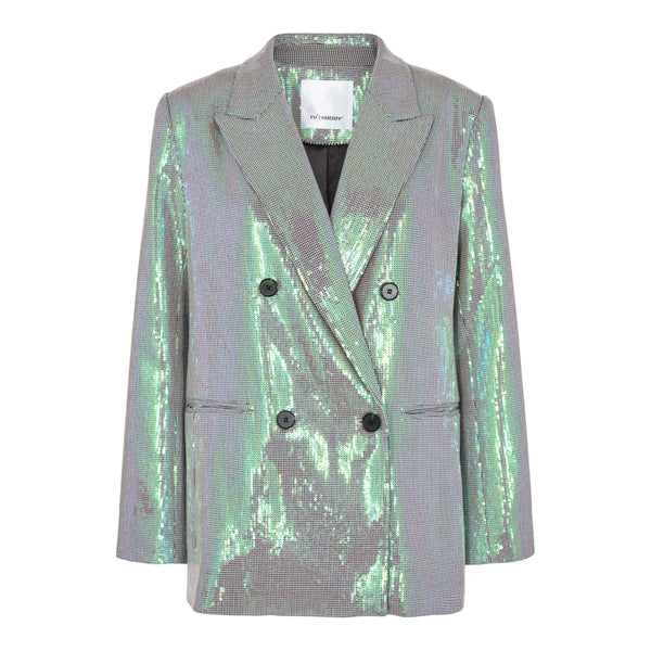 Co'Couture Alice Sequin Oversize Blazer Silver Green