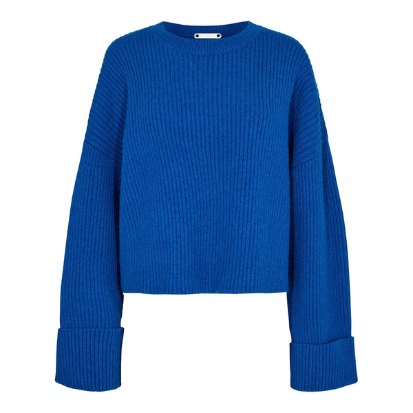 Co'Couture Row Box Crop O-Knit Strik New Blue