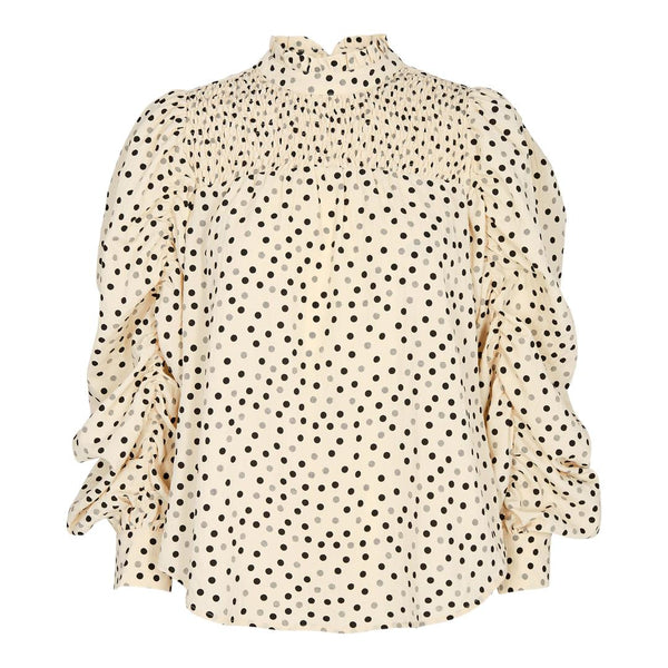 Co'Couture Dot Drape Sleeve Bluse Bone