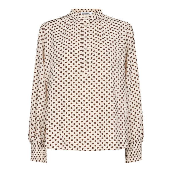 Co'Couture Pauline Crepe Dot Bluse Mocca