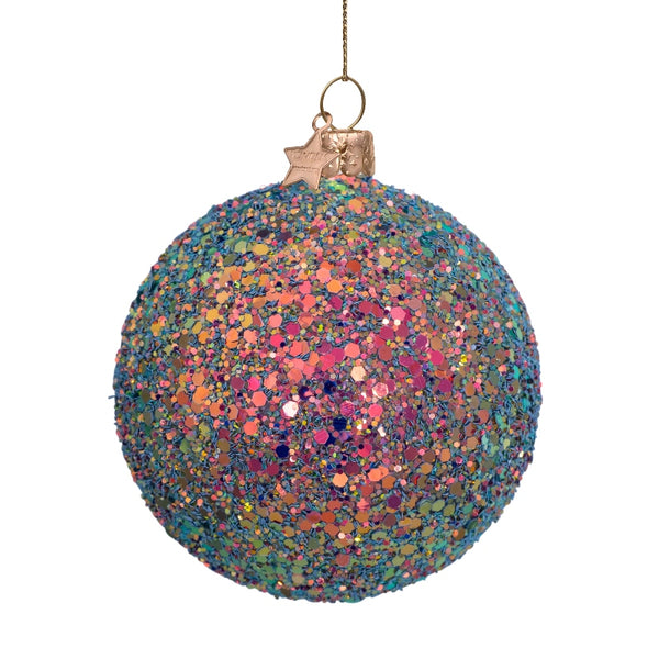 Vondels Bauble Glas Hologram Glitter All Over Julekugle Multicolor