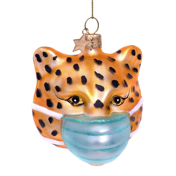 Vondels Glas Ornament Panther With Face Mask